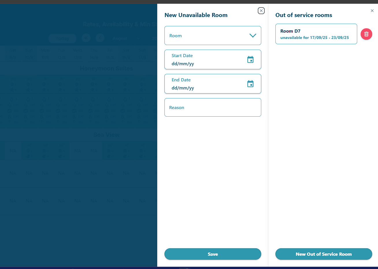 Out-of-Service Room Management