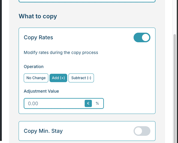 Built-in Rate Adjustment Options