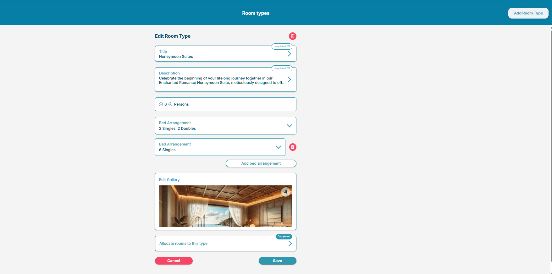 Room Type & Bed Setup Management