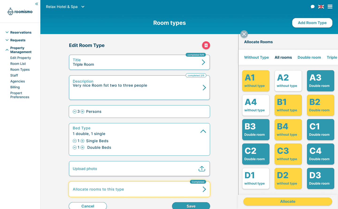 Flexible Room Type Customisation