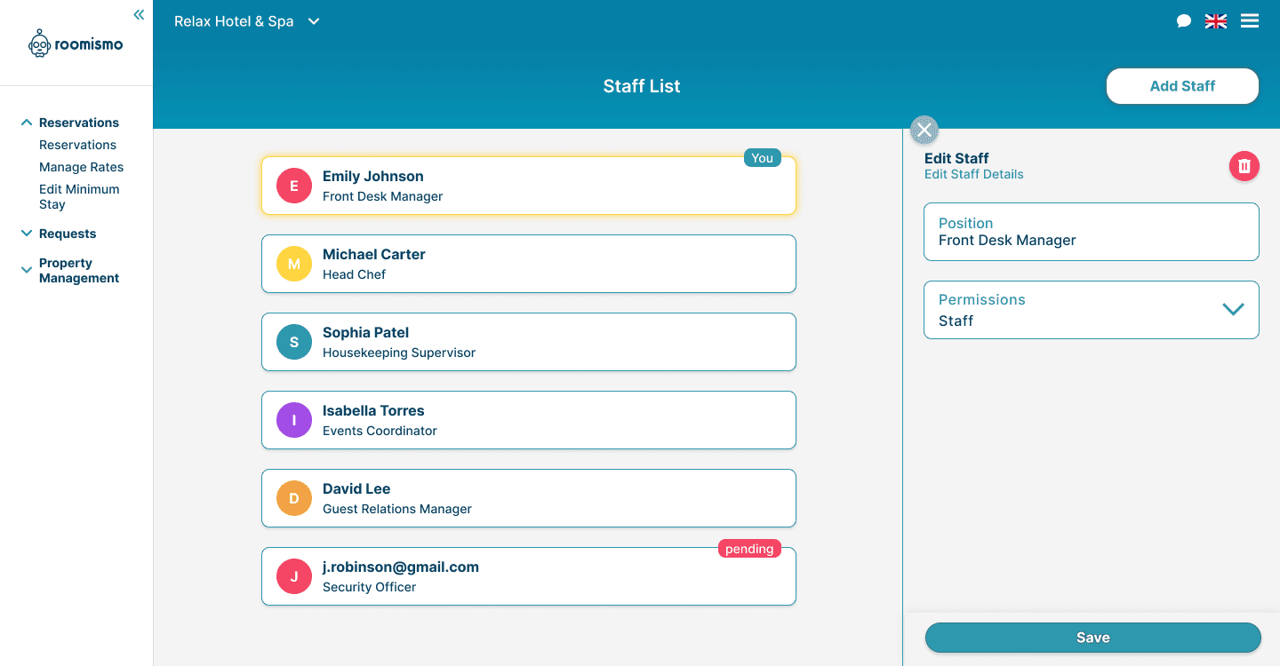 Role-Based Staff Management
